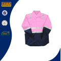 Children Pink & Navy Blue Wholesale with 100% Cotton Drill High Visibility Reflective Tape Shirt